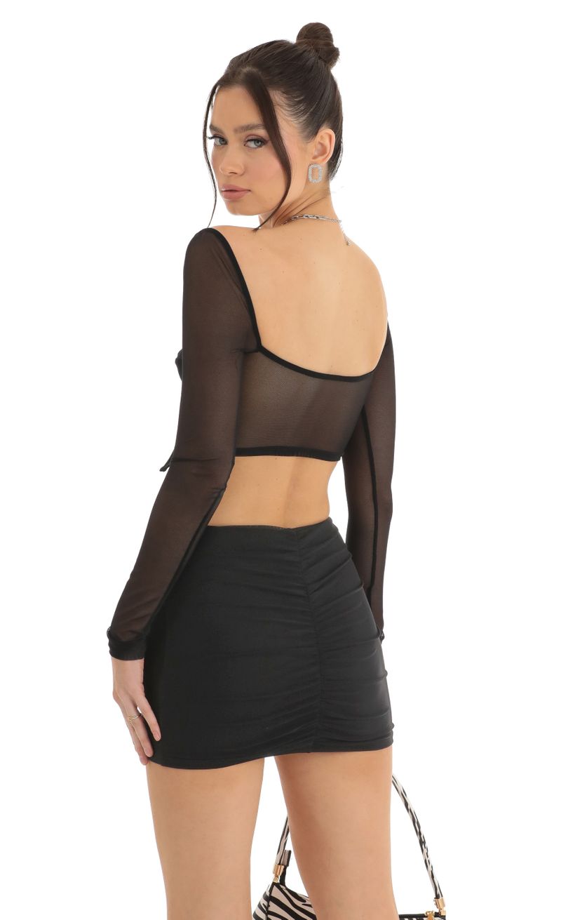 Picture Nadine Mesh Two Piece Skirt Set in Black. Source: https://media.lucyinthesky.com/data/Dec22/800xAUTO/bcee6fa5-2f3e-4088-93c9-3d43c076b5ce.jpg