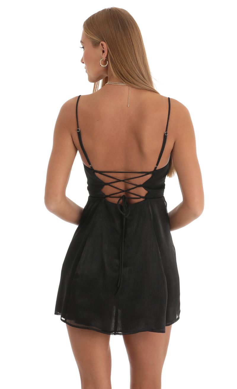 Picture Lana Shiny Crinkle A-line Dress in Black. Source: https://media.lucyinthesky.com/data/Dec22/800xAUTO/c49f5f0e-8466-450c-8b91-a31859b8bacd.jpg