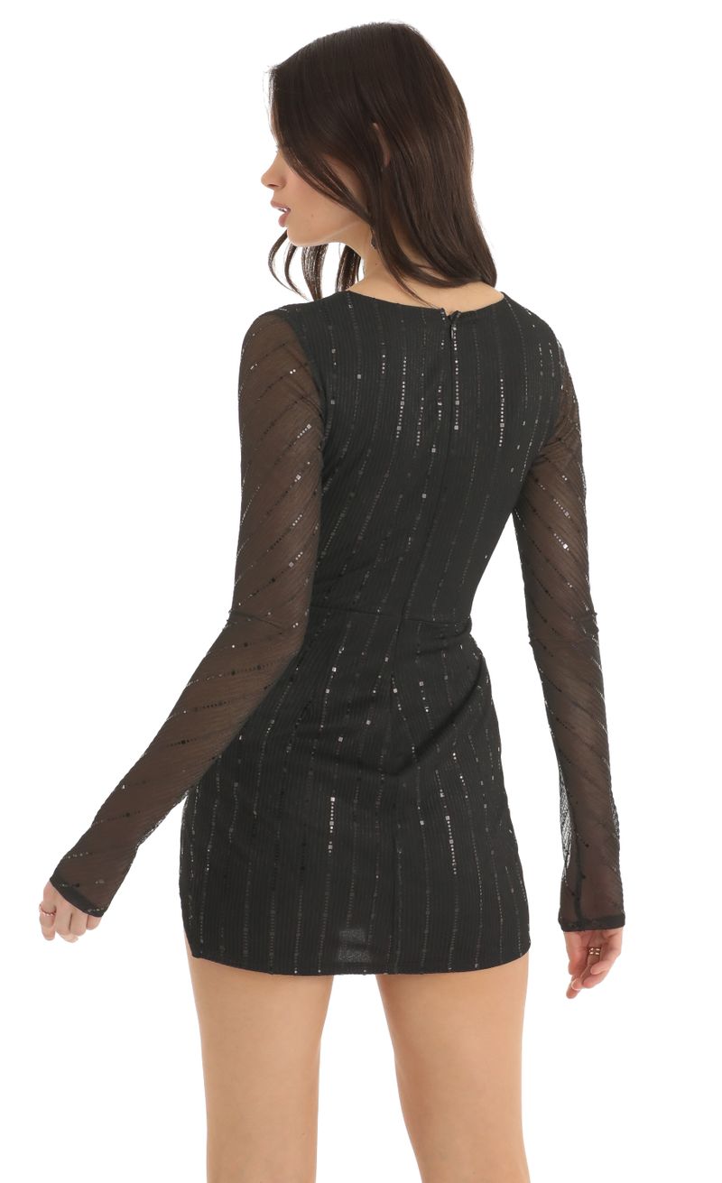 Picture Lennox Striped Sequin Long Sleeve Dress in Black. Source: https://media.lucyinthesky.com/data/Dec22/800xAUTO/d0c58de6-4d12-4ed6-a00e-62b8262b69b7.jpg