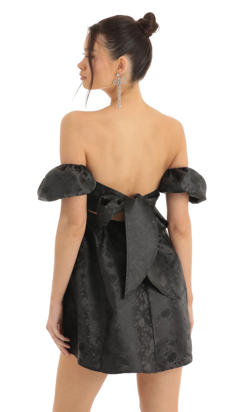 Picture Elexia Floral Jacquard Baby Doll Dress in Black. Source: https://media.lucyinthesky.com/data/Dec22/850xAUTO/031b3edf-3c99-42d6-b5f4-20125f141670.jpg
