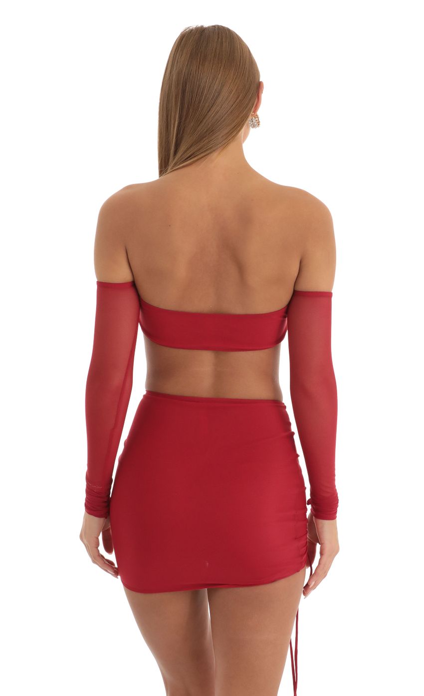 Picture Jodie Mesh Two Piece Skirt Set in Red. Source: https://media.lucyinthesky.com/data/Dec22/850xAUTO/08e3e68a-7d69-48b7-ab9f-c5094a18d5da.jpg