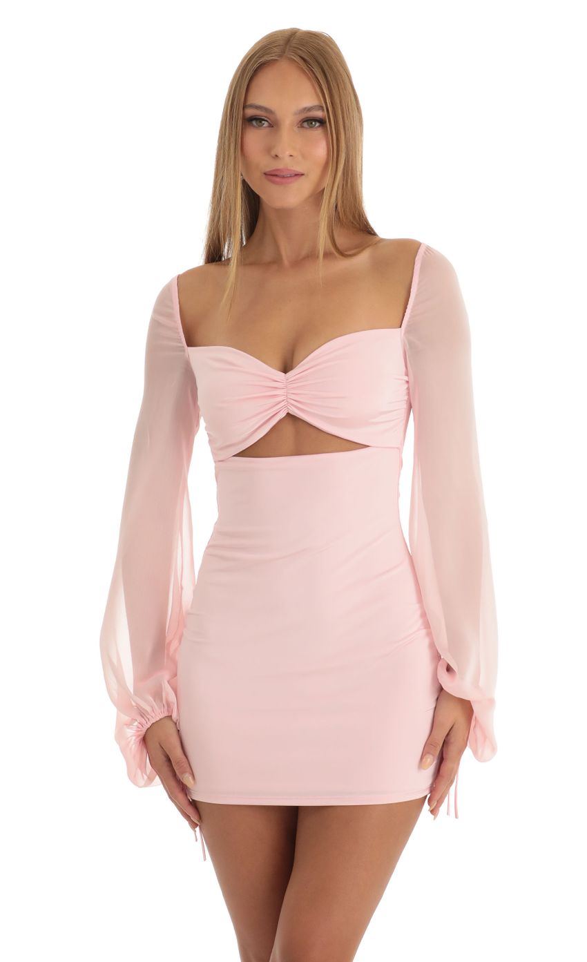 Picture Laurice Chiffon Long Sleeve Dress in Pink. Source: https://media.lucyinthesky.com/data/Dec22/850xAUTO/0d6161e1-814d-4de0-b1de-76fd670df3f3.jpg