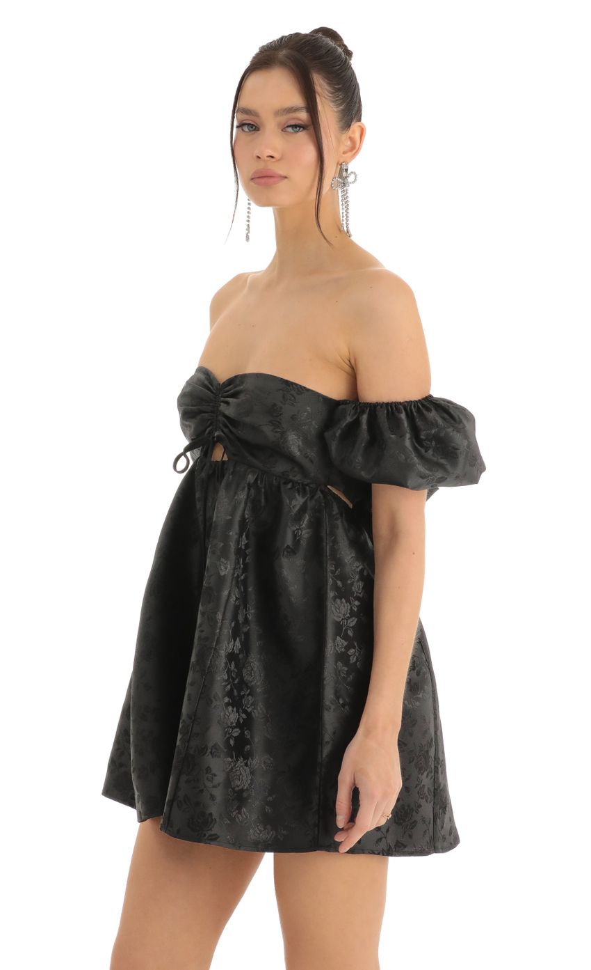 Picture Elexia Floral Jacquard Baby Doll Dress in Black. Source: https://media.lucyinthesky.com/data/Dec22/850xAUTO/687a99c5-3e38-446c-b5a8-24447d1c4fbd.jpg