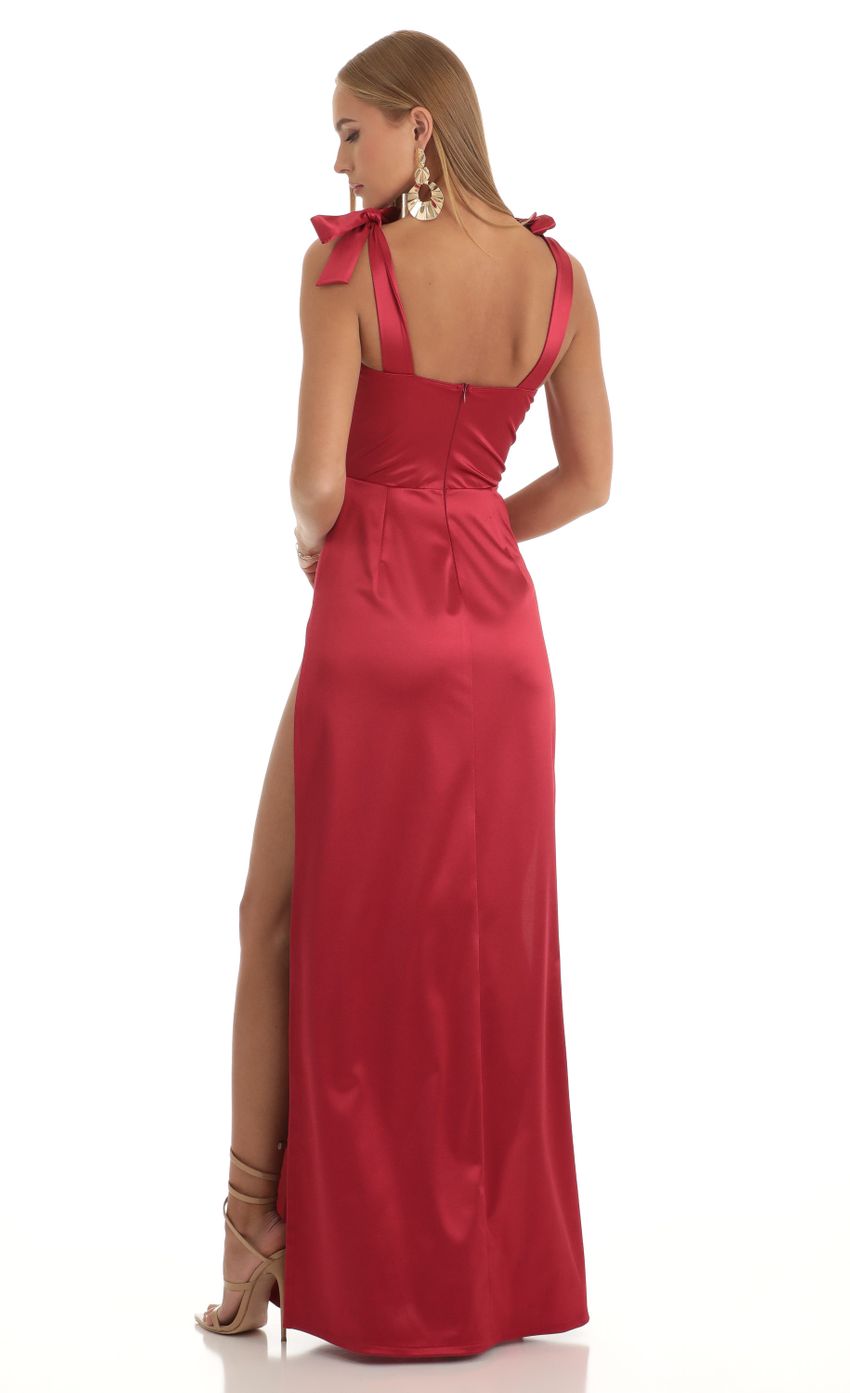 Picture Aries Satin Slit Maxi Dress in Red. Source: https://media.lucyinthesky.com/data/Dec22/850xAUTO/768d1bda-21c5-4e0b-92c9-c482eb2b2147.jpg
