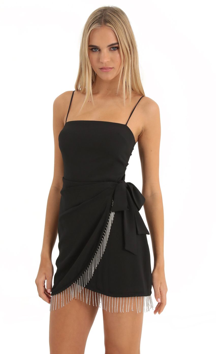 Picture Darla Rhinestone Crepe Wrap Dress in Black. Source: https://media.lucyinthesky.com/data/Dec22/850xAUTO/89f08a2e-4086-4e4d-b8c6-433d2cfeac96.jpg