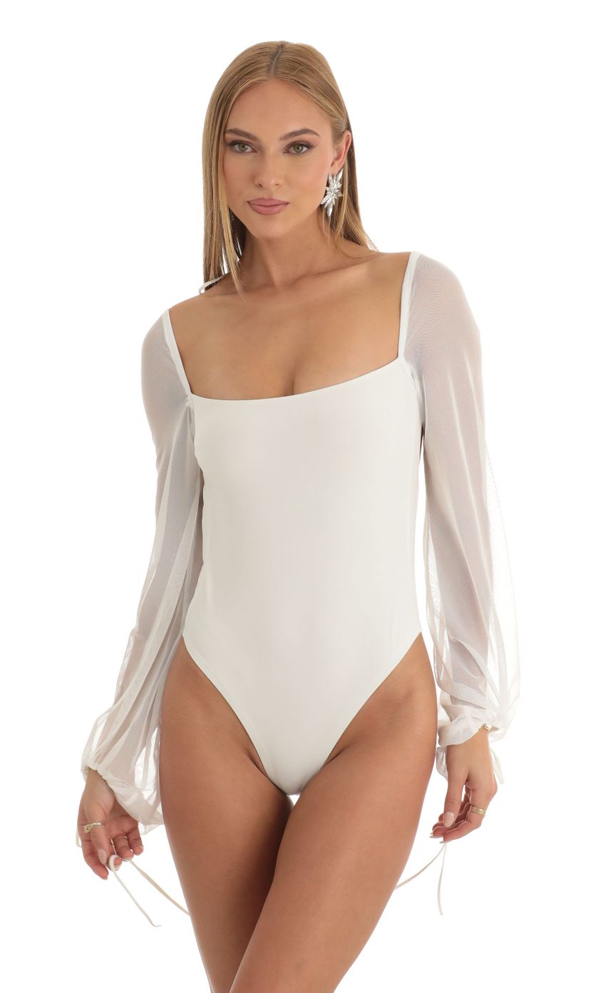 Picture Amory Mesh Long Sleeve Bodysuit in White. Source: https://media.lucyinthesky.com/data/Dec22/850xAUTO/8ba4c929-3326-45b5-b416-8d634cbd29c1.jpg