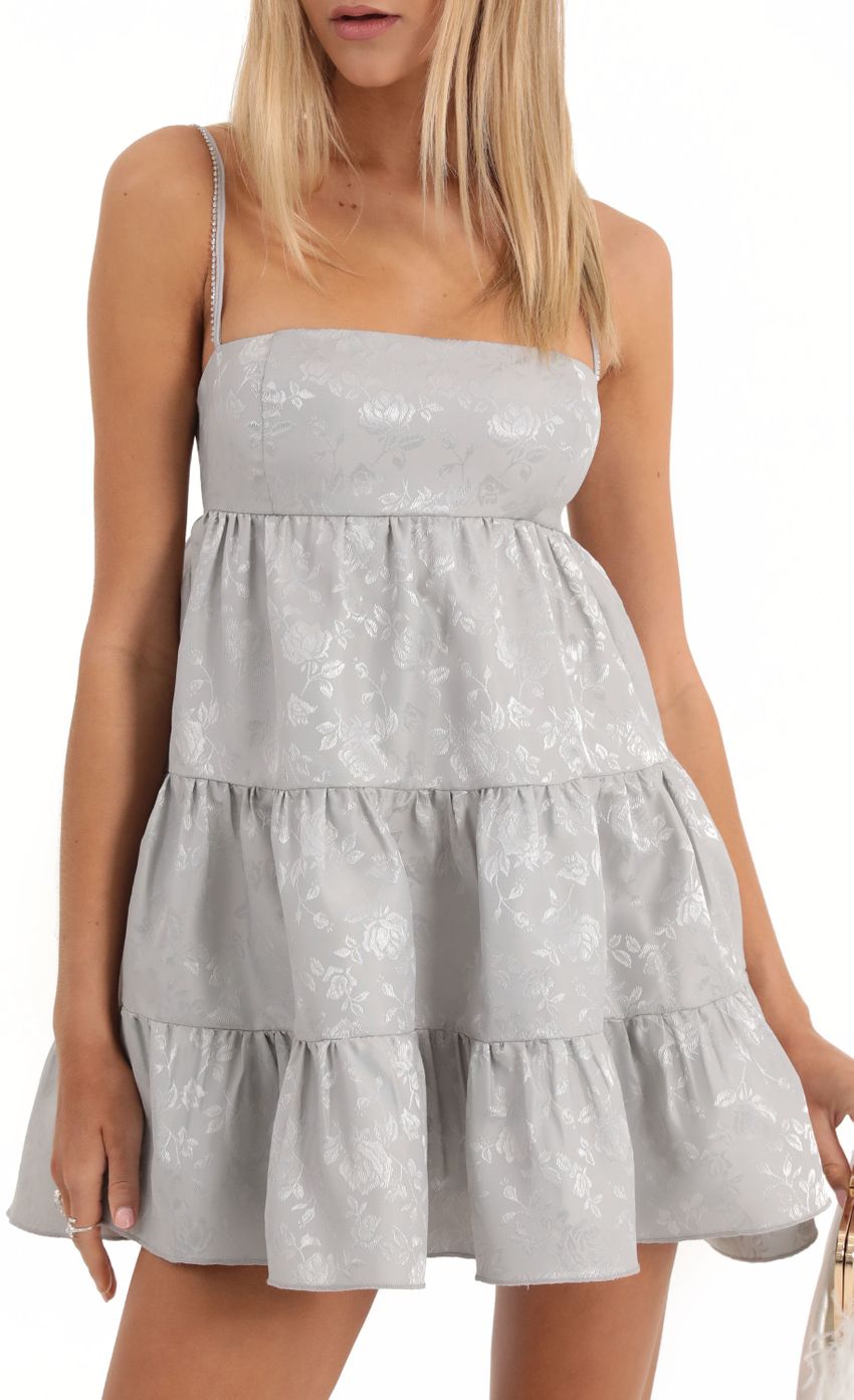 Picture Cindy Floral Jacquard Dress in Grey. Source: https://media.lucyinthesky.com/data/Dec22/850xAUTO/8bcd101f-7782-46dd-9805-e4df76be091f.jpg