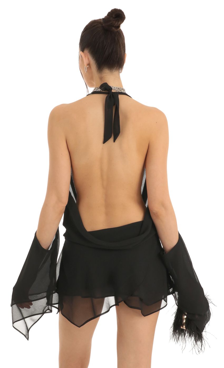 Picture Brandie Chiffon Draped Cowl Neck Dress in Black. Source: https://media.lucyinthesky.com/data/Dec22/850xAUTO/997c6cb9-c87b-45a1-b34d-0cb95fa8905a.jpg