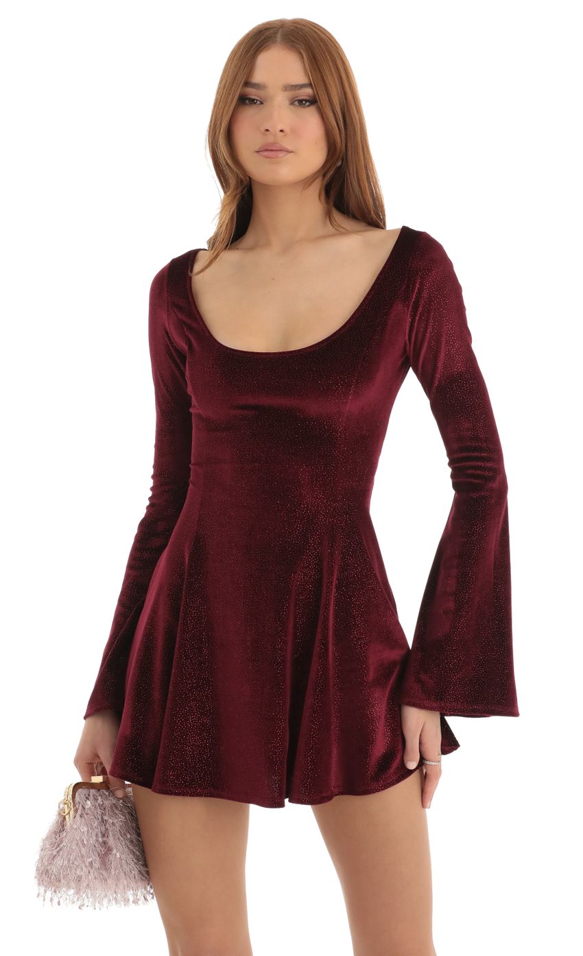Picture Kallie Velvet Glitter A-Line Dress in Red. Source: https://media.lucyinthesky.com/data/Dec22/850xAUTO/a686877e-e8d2-48a6-8810-296366a068b0.jpg
