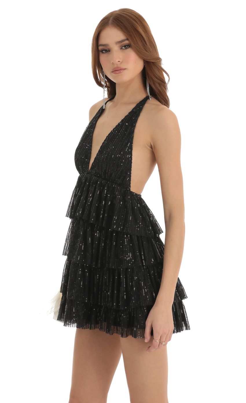 Picture Madilyn Sequin Ruffle Dress in Black. Source: https://media.lucyinthesky.com/data/Dec22/850xAUTO/aae965e6-10fc-4bed-853e-84992b431001.jpg