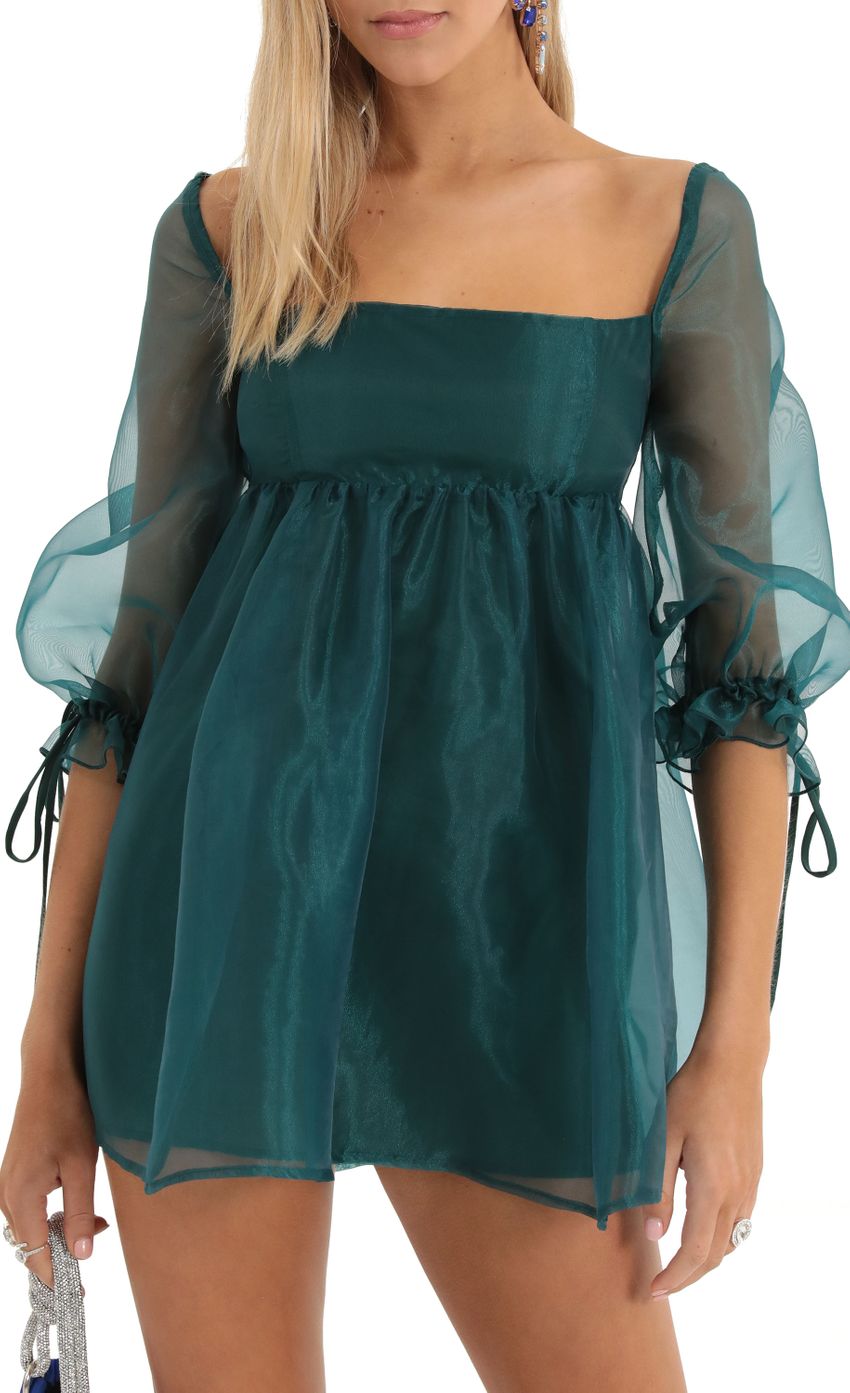 Picture Lula Puff Sleeve Baby Doll Dress in Green. Source: https://media.lucyinthesky.com/data/Dec22/850xAUTO/c142e1a6-3706-4553-bc63-21e7652427b4.jpg