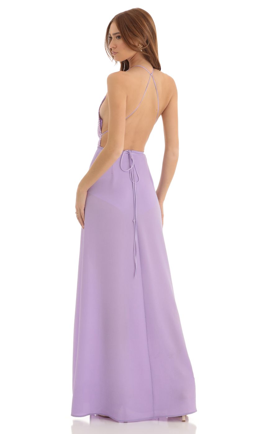 Picture Allure Sequin Maxi Dress in Purple. Source: https://media.lucyinthesky.com/data/Dec22/850xAUTO/d9d5f119-c032-4112-9f1c-969b4a9a18df.jpg