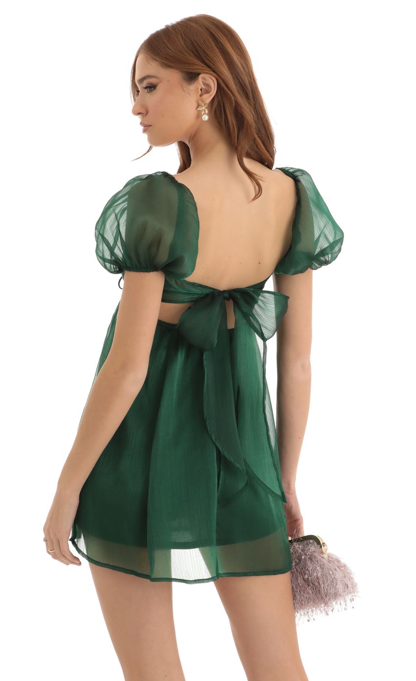 Elexia Puff Sleeve Baby Doll Dress in Green LUCY IN THE SKY