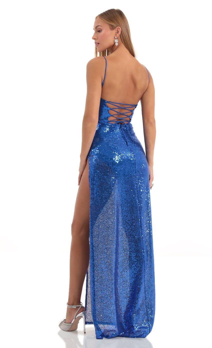 Picture Cosima Sequin Cowl Neck Maxi Dress in Blue. Source: https://media.lucyinthesky.com/data/Dec22/850xAUTO/fc87f019-b417-4944-be45-aad6f2f90965.jpg