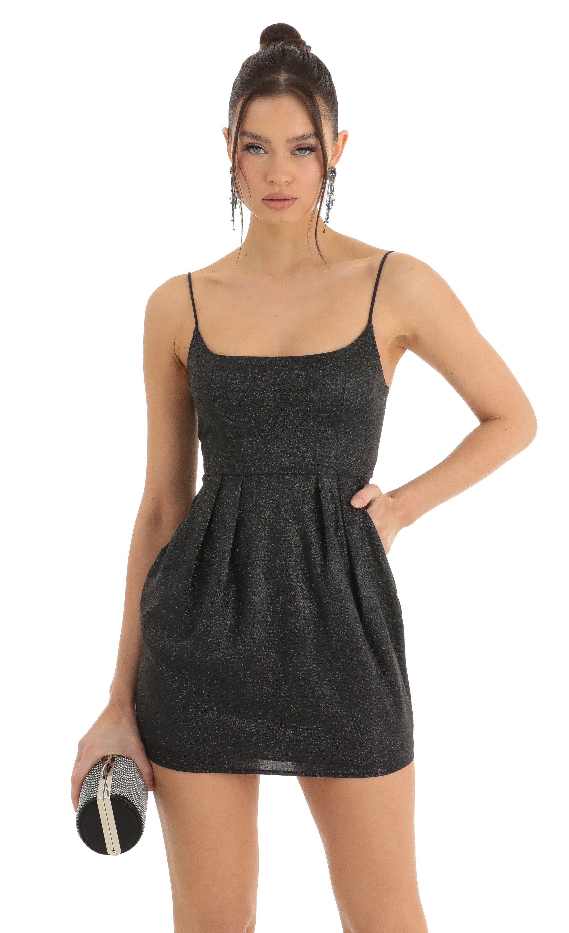 Mariela Glitter Dress in Black