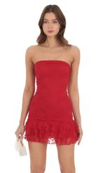 Picture Lace Strapless Bodycon Dress in Red. Source: https://media.lucyinthesky.com/data/Dec23/150xAUTO/39f5c118-8b46-4ff9-9f8c-df3e0be99664.jpg