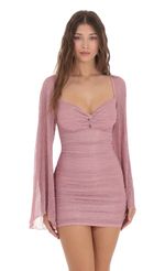 Picture Shimmer Bell Sleeve Dress in Blush Pink. Source: https://media.lucyinthesky.com/data/Dec23/150xAUTO/d6b47ee6-ef87-4e85-a51e-e25aa6772412.jpg