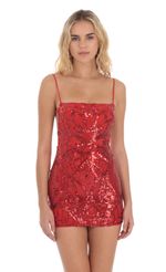 Picture Bodycon Sequin Dress in Red. Source: https://media.lucyinthesky.com/data/Dec23/150xAUTO/ec0fdc43-7aca-48cf-98c6-c6bb958884ad.jpg