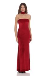 Picture Velvet Reverse Halter Maxi Dress in Red. Source: https://media.lucyinthesky.com/data/Dec23/150xAUTO/f70eda6e-020d-4a70-a390-98e49928229e.jpg