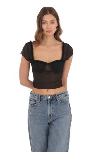 Corey Lace Up Corset Top in Black