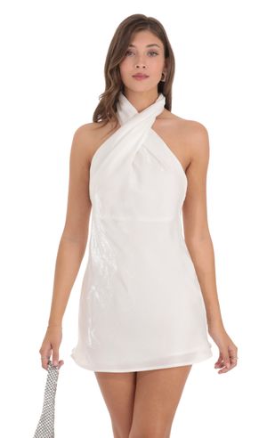 Mira Lace Open Back Dress in White