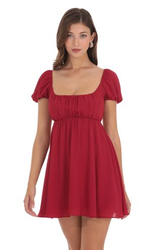 Lace Babydoll Dress in Red