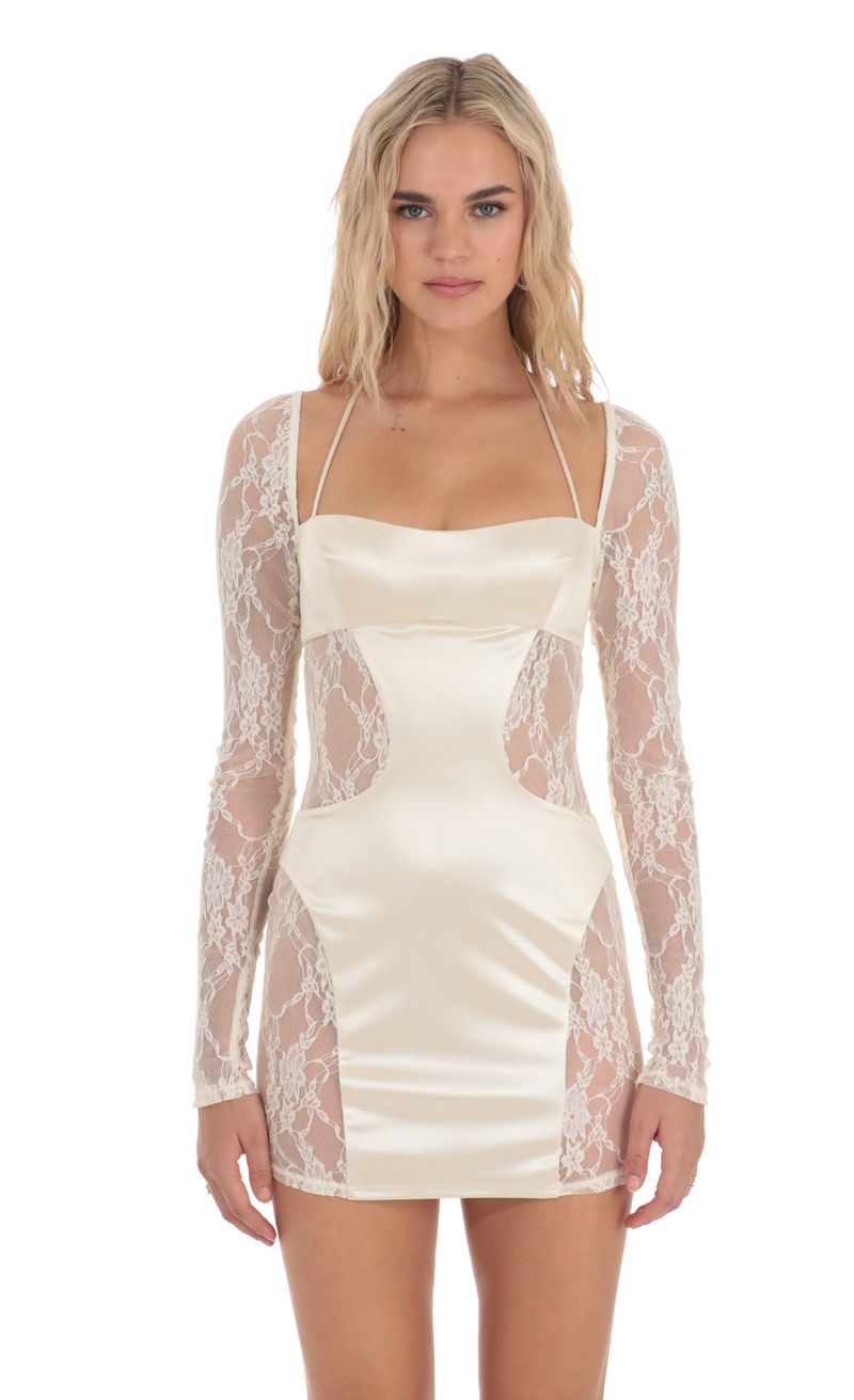 Cream lace bodycon clearance dress