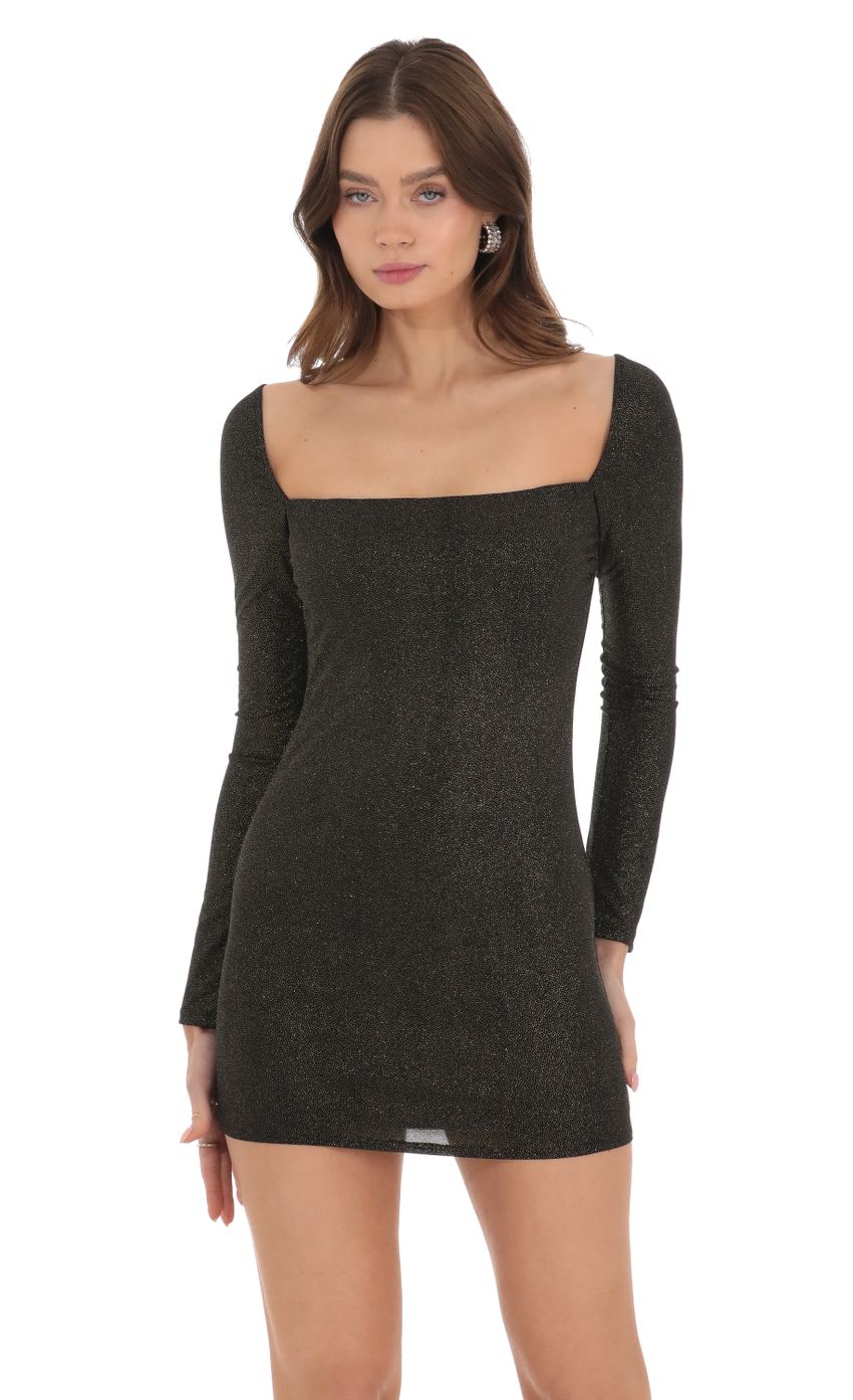 Picture Shimmer Long Sleeve Dress in Black. Source: https://media.lucyinthesky.com/data/Dec23/850xAUTO/46a38929-4856-4997-b53d-ae240076f4ce.jpg
