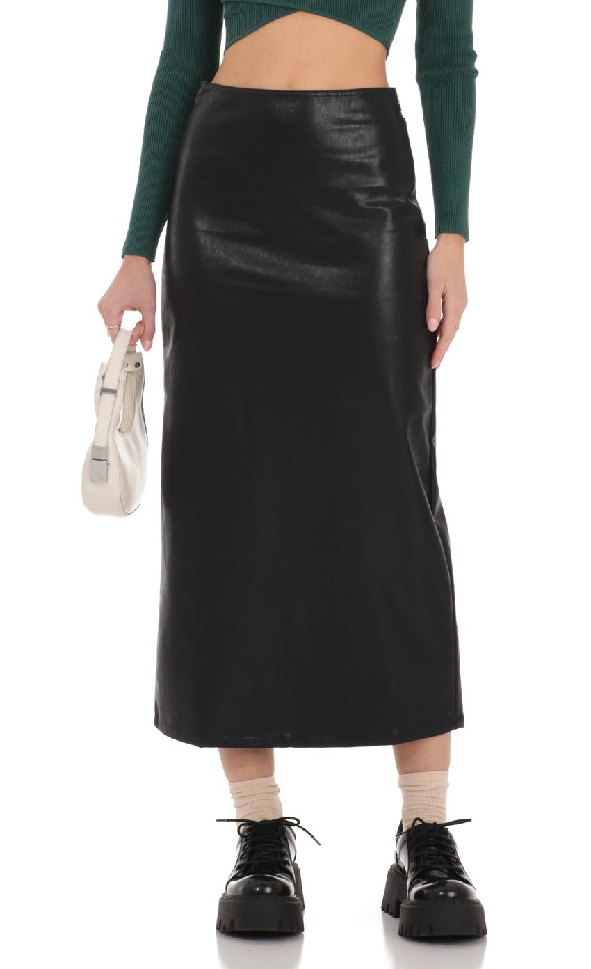 Picture Faux Leather Maxi Skirt in Black. Source: https://media.lucyinthesky.com/data/Dec23/850xAUTO/625119dc-9bf9-4869-be34-8dd743305451.jpg