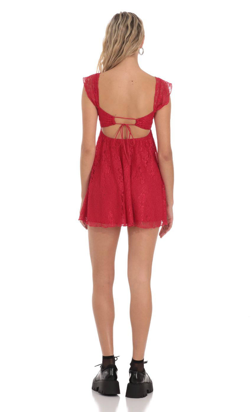 Lace Babydoll Dress in Red LUCY IN THE SKY