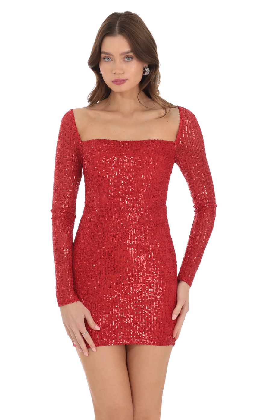 Picture Sequin Long Sleeve Open Back Bodycon Dress in Red. Source: https://media.lucyinthesky.com/data/Dec23/850xAUTO/808bcfdb-0d6c-4455-8dec-5f17c6630daa.jpg