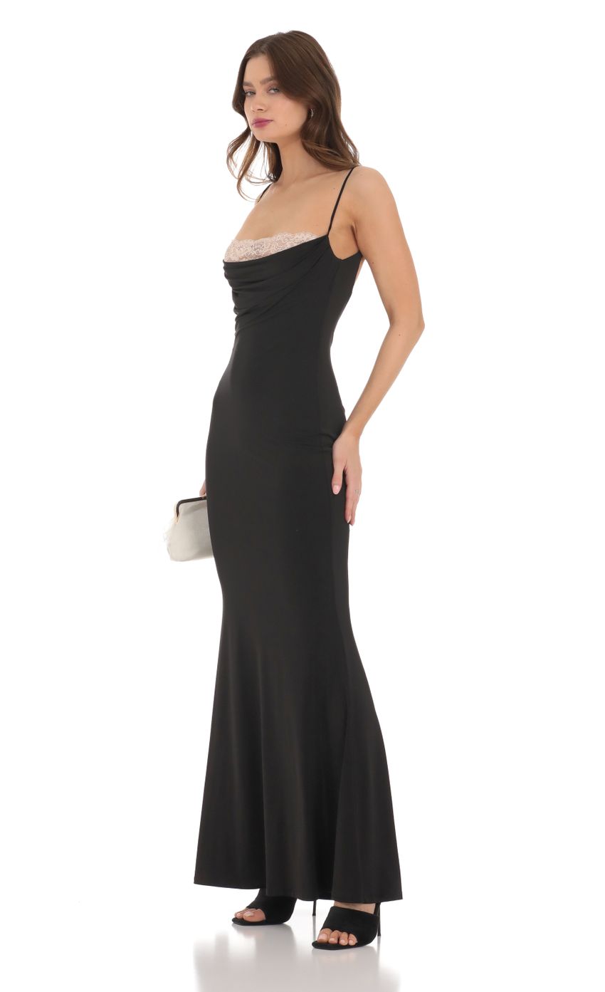 Picture Lace Cowl Neck Maxi Dress in Black. Source: https://media.lucyinthesky.com/data/Dec23/850xAUTO/8e37f797-552d-482f-ba5d-1b7e5bf7ebee.jpg
