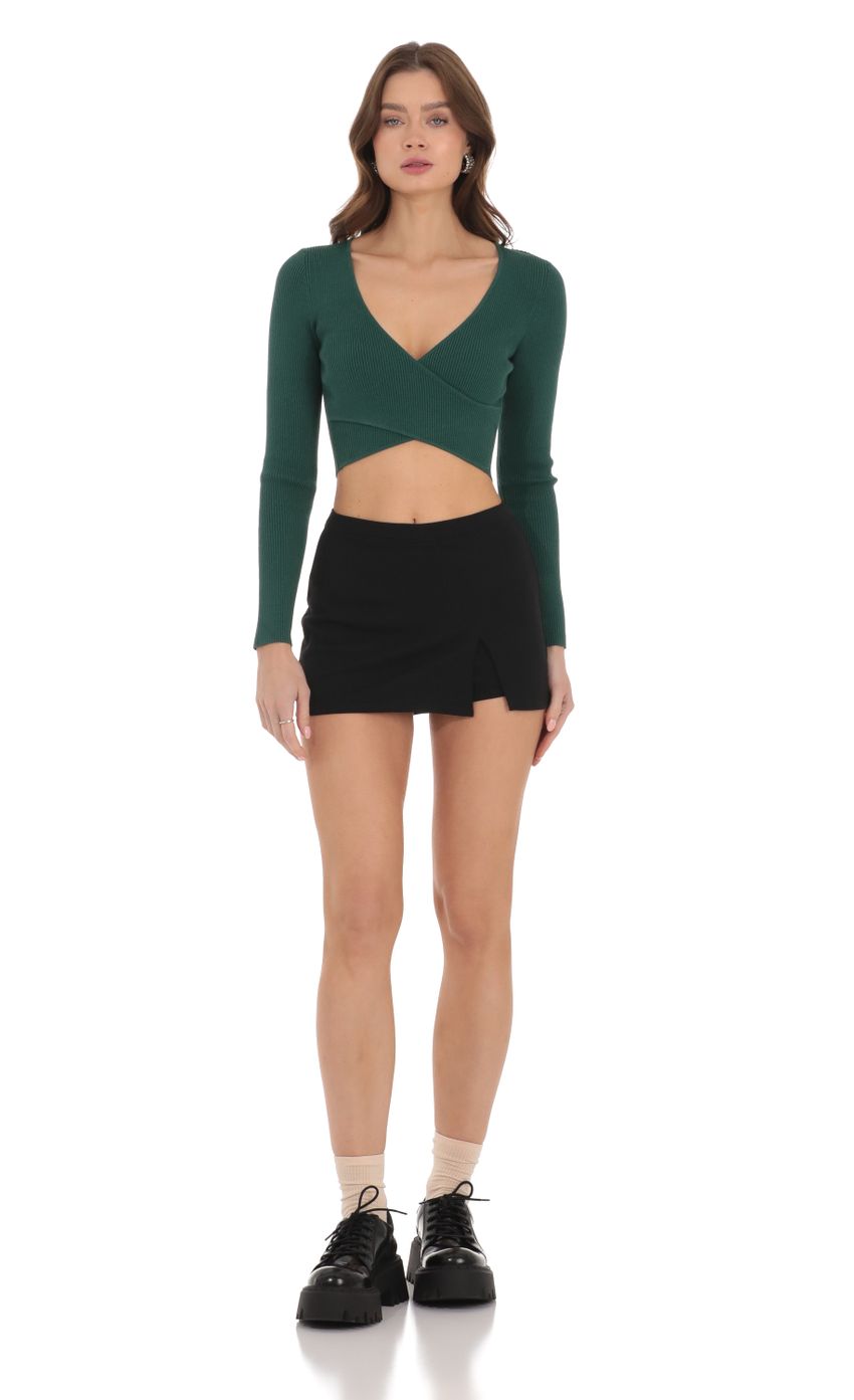 Picture Ribbed V-Neck Crop Top in Green. Source: https://media.lucyinthesky.com/data/Dec23/850xAUTO/a5d043e9-f3e4-4af0-b83b-7874eeb10003.jpg
