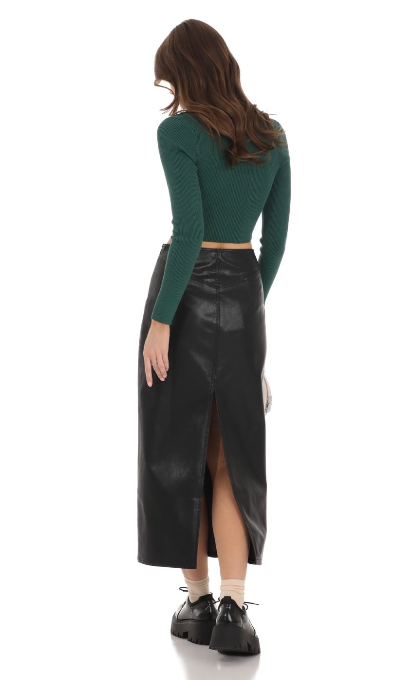 Picture Faux Leather Maxi Skirt in Black. Source: https://media.lucyinthesky.com/data/Dec23/850xAUTO/bd4cd599-f321-4ed8-abf6-1bd7da7e0e5e.jpg
