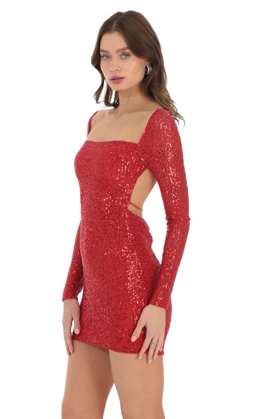 Picture Sequin Long Sleeve Open Back Bodycon Dress in Red. Source: https://media.lucyinthesky.com/data/Dec23/850xAUTO/ff43828e-acc9-40b1-ac3a-f710be5a4b90.jpg