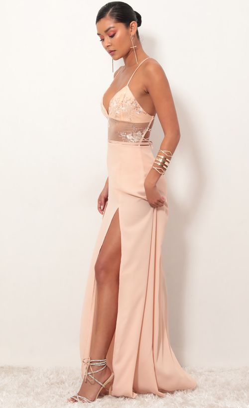 Loveable Lace Maxi Dress in Peach