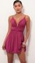 Picture Low V Plunge Dress In Fuchsia suede. Source: https://media.lucyinthesky.com/data/Feb19_1/50x90/781A7959.JPG