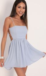Picture Janey Chiffon A-line Dress in Dusty Blue. Source: https://media.lucyinthesky.com/data/Feb20_1/150xAUTO/781A0913.JPG