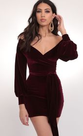 Picture thumb Off The Shoulder Wine Velvet Dress. Source: https://media.lucyinthesky.com/data/Feb20_1/170xAUTO/781A3518.JPG
