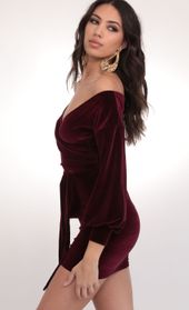 Picture thumb Off The Shoulder Wine Velvet Dress. Source: https://media.lucyinthesky.com/data/Feb20_1/170xAUTO/781A3571.JPG