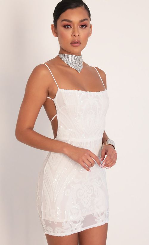 Picture Starstruck Strappy Dress in White. Source: https://media.lucyinthesky.com/data/Feb20_1/500xAUTO/781A3463.JPG
