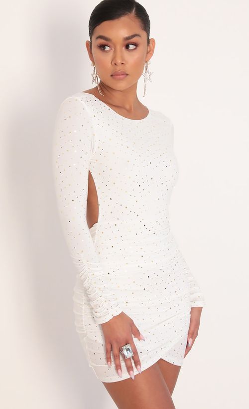 Picture Josie Twinkling Open Back Dress in White  Silver. Source: https://media.lucyinthesky.com/data/Feb20_1/500xAUTO/781A7623.JPG
