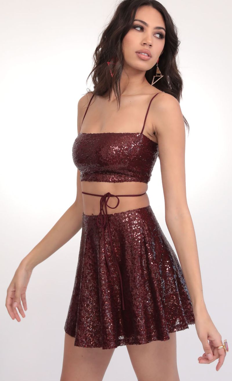 Picture Kyra Sequin A-line Set in Wine. Source: https://media.lucyinthesky.com/data/Feb20_1/800xAUTO/781A0964.JPG