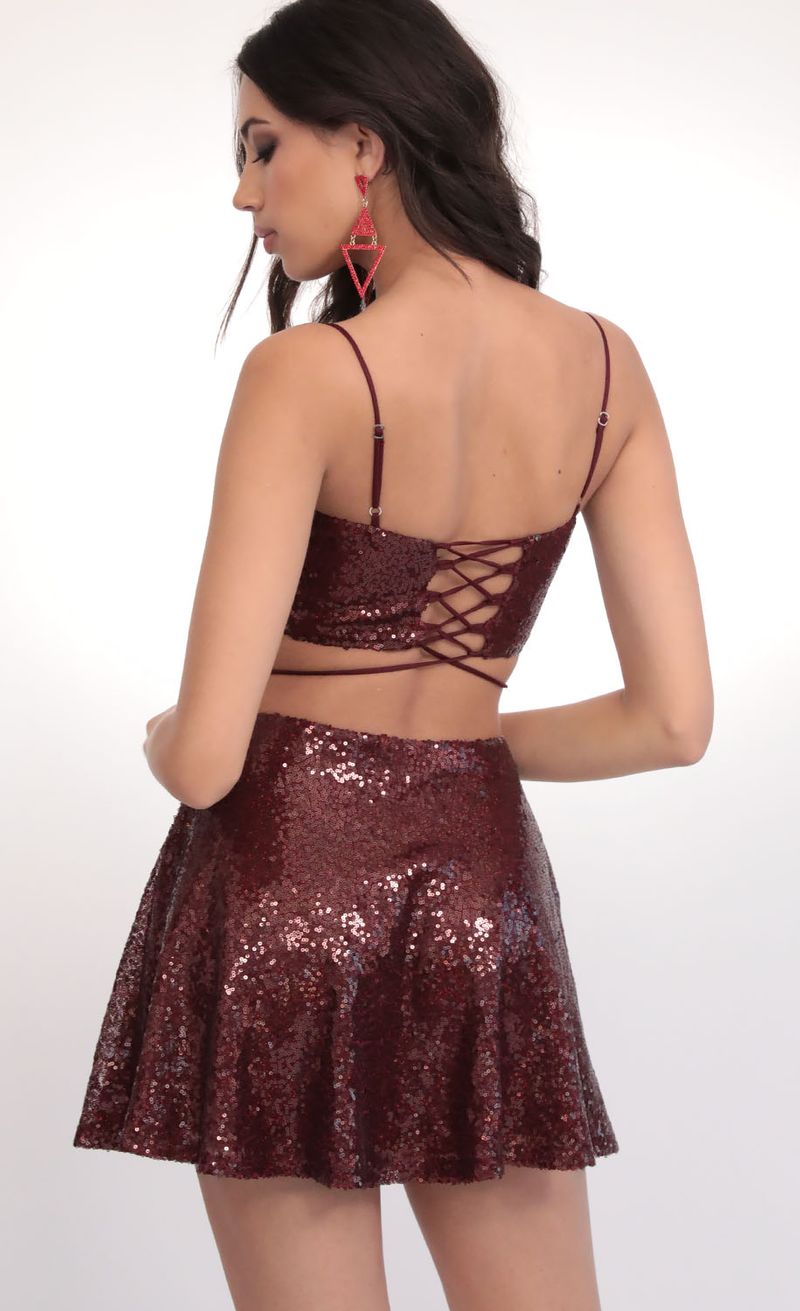 Picture Kyra Sequin A-line Set in Wine. Source: https://media.lucyinthesky.com/data/Feb20_1/800xAUTO/781A0985.JPG