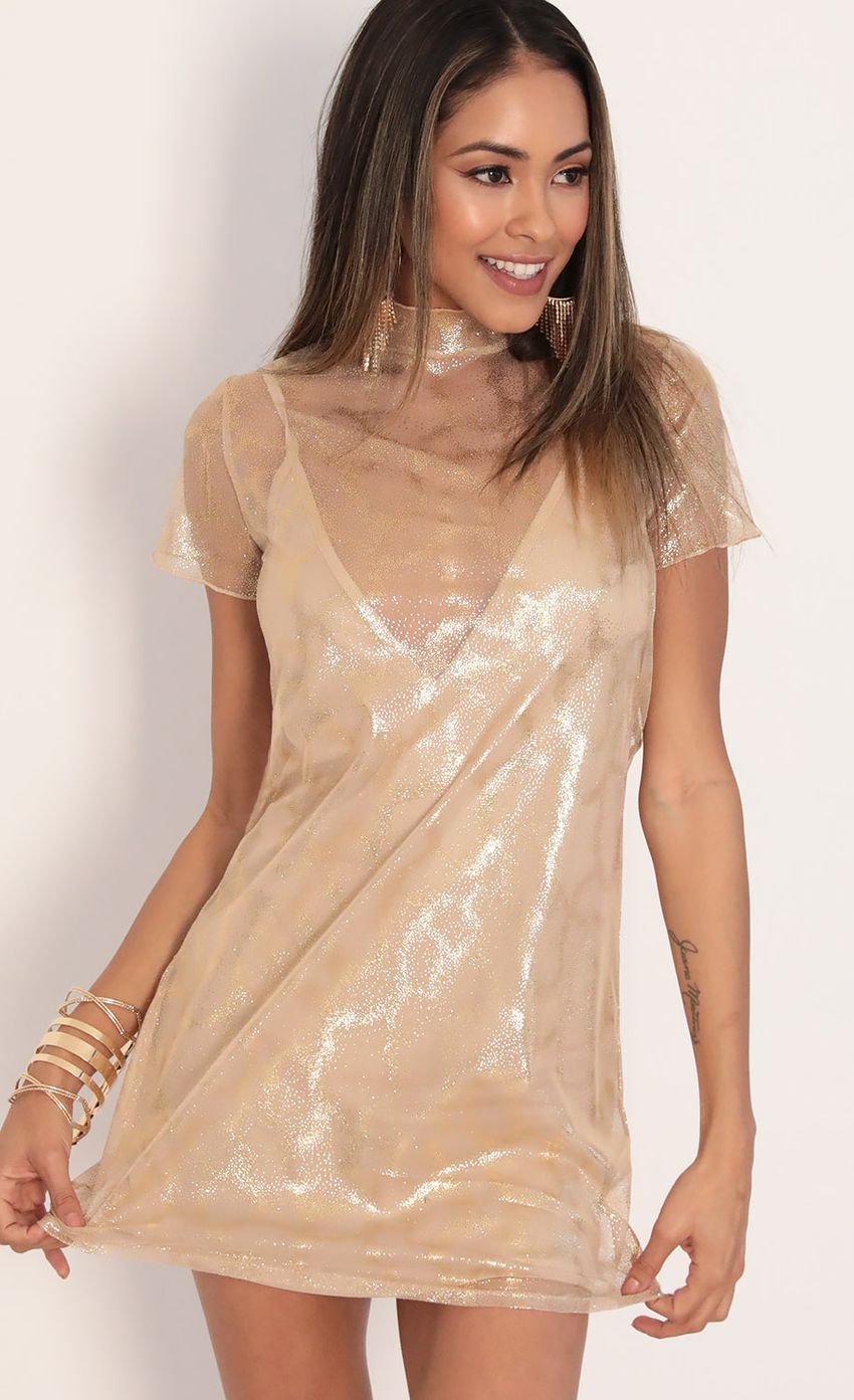 Picture Harper Dress in Sparkling Gold. Source: https://media.lucyinthesky.com/data/Feb20_1/850xAUTO/781A0245.JPG
