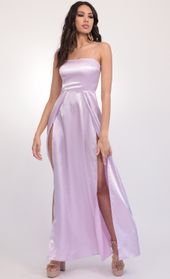 Picture thumb Gala Satin Maxi Dress in Lilac. Source: https://media.lucyinthesky.com/data/Feb20_2/170xAUTO/781A0503.JPG