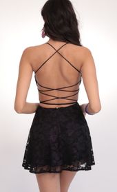 Picture thumb Nina Lace A-line Dress in Black Fuchsia. Source: https://media.lucyinthesky.com/data/Feb20_2/170xAUTO/781A1235.JPG