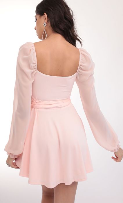 aliah puff chiffon wrap dress