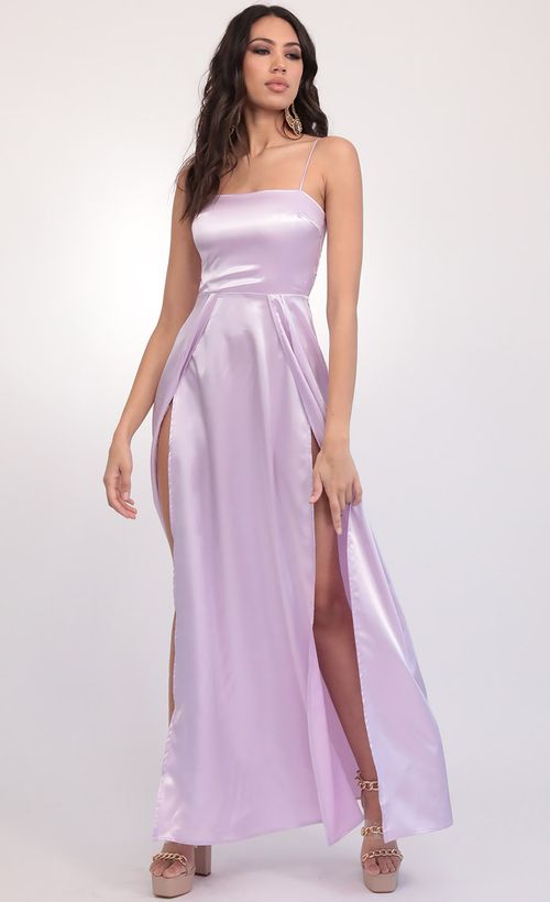 Picture Gala Satin Maxi Dress in Lilac. Source: https://media.lucyinthesky.com/data/Feb20_2/500xAUTO/781A0503.JPG