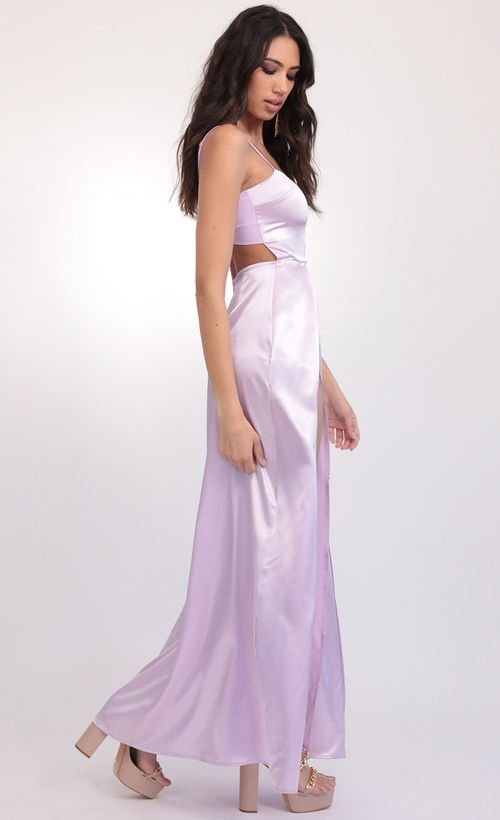 Picture Gala Satin Maxi Dress in Lilac. Source: https://media.lucyinthesky.com/data/Feb20_2/500xAUTO/781A0563.JPG